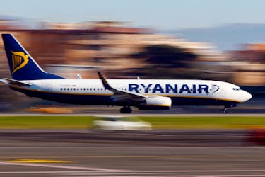 A Ryanair aircraft lands at Ciampino Airport in Rome, Italy December 24, 2016.