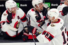 Ottawa Senators left-winger Jiri Smejkal is congratulated after scoring his first NHL goal against the Boston Bruins during the second period on Tuesday night.