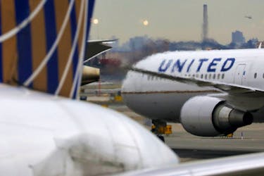 A United Airlines passenger jet taxis at Newark Liberty International Airport, New Jersey, U.S. December 6, 2019.