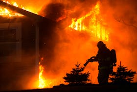 Fire destroyed a home in Paradise late Wednesday night but there were no injuries. Keith Gosse/The Telegram