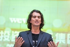 Adam Neumann, chief executive officer of U.S. co-working firm WeWork, speaks during a signing ceremony in Shanghai, China April 12, 2018. Picture taken April 12, 2018. Jackal Pan via