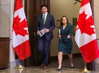 Prime Minister Justin Trudeau and Finance Minister Chrystia Freeland on Parliament Hill in Ottawa on March 28, 2023.