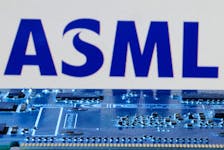 ASML logo is seen near computer motherboard in this illustration taken January 8, 2024.