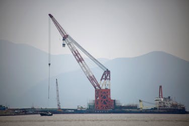 A crude oil terminal under construction is pictured off Ningbo Zhoushan port in Zhejiang province, China January 6, 2018. Picture taken January 6, 2018.