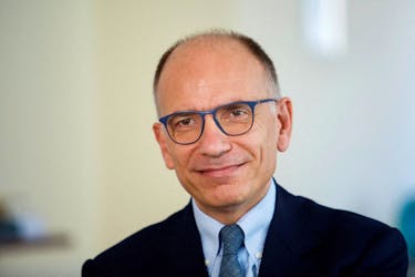 Enrico Letta, smiles during an interview with Reuters in Rome, Italy, July 25, 2022.