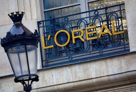 The logo of French cosmetics group L'Oreal is seen on a company building in Paris, France, February 7, 2024.