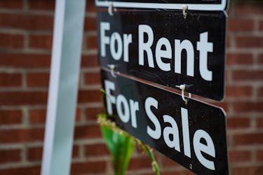 A "For Rent, For Sale" sign is seen outside of a home in Washington, U.S., July 7, 2022.