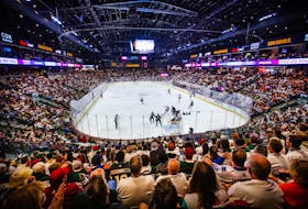 Apr 17, 2024; Tempe, Arizona, USA;  An overall view of the game between the Arizona Coyotes and the Edmonton Oilers during the second period at Mullett Arena. Mandatory Credit: Mark J. Rebilas-USA TODAY Sports/File Photo