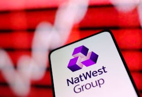 NatWest Group bank logo and rising stock graph are seen in this illustration taken March 12, 2023.