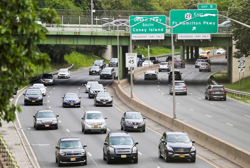 Traffic is seen on a highway ahead of the July 4th holiday, in New York, U.S., July 2, 2021. 