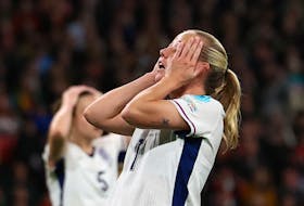 Soccer Football - Women's Euro 2025 Qualifier - England v Sweden - Wembley Stadium, London, Britain - April 5, 2024 England's Beth Mead reacts after missing a chance to score Action Images via Reuters/Paul Childs/File Photo