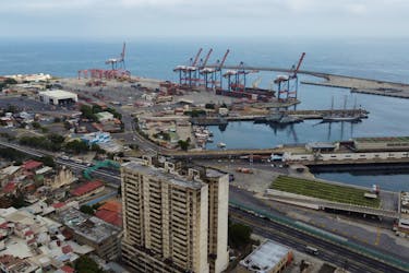 A drone view of the Bolivariana de Puertos La Guaira port in La Guaira, Venezuela April 17, 2024.