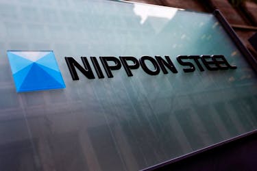 Nippon Steel logo is displayed at the company's headquarters in Tokyo, Japan April 1, 2024. 