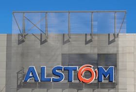 A logo of Alstom is seen at the Alstom's plant in Semeac near Tarbes, France, February 15, 2019.  