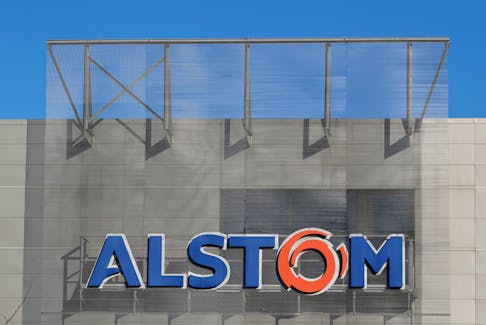 A logo of Alstom is seen at the Alstom's plant in Semeac near Tarbes, France, February 15, 2019.  