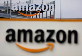 The logo of Amazon is seen at the company logistics center in Lauwin-Planque, northern France, January 5, 2023.