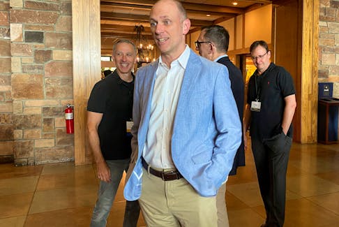 Chicago Fed President Austan Goolsbee reacts as he heads into the Kansas City Fed's annual economic symposium in Jackson Hole, Wyoming, U.S., August 24, 2023.