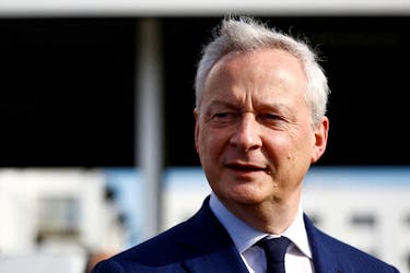 French Minister for Economy, Finance, Industry and Digital Security Bruno Le Maire arrives for a visit at the Renault Sandouville car factory, near Le Havre, France, March 29, 2024.