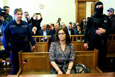Italian teacher Ilaria Salis, facing charges for taking part in an anti-fascist assault on far-right activists, appears in a court, in Budapest, Hungary, March 28, 2024.