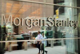A sign is displayed on the Morgan Stanley building in New York U.S., July 16, 2018.