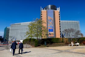 General view of the Berlaymont building, headquarters of the European Commission, where an envelope with suspect white powder was found in Brussels, Belgium September 30, 2022.