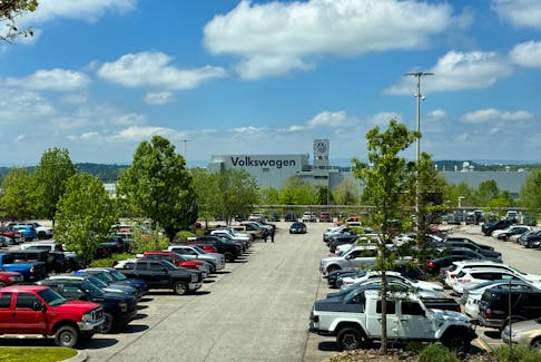 A view of the Volkswagen plant where workers are voting on whether to join the United Auto Workers union (UAW), in Chattanooga, Tennessee, U.S., April 18, 2024 