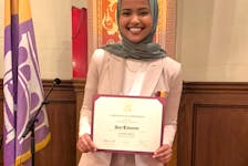 University of California (USC) valedictorian Asna Tabassum holds a certificate at the USC's Academic Honors Convocation, in Los Angeles, California, U.S., April 2, 2024. Courtesy of Asna Tabassum/via