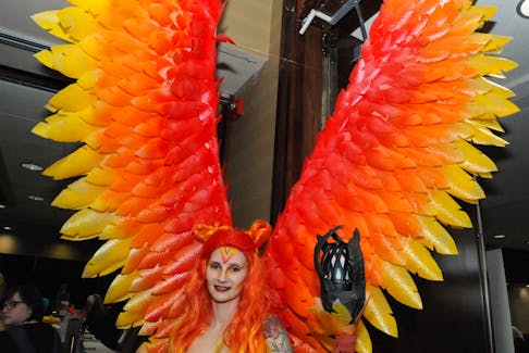 Calling it an original character, Laura Cross sports her Phoenix attire as she makes her way about the main show room during the 16th. annual Sci-Fi On The Rock convention at the Sheraton Hotel Newfoundland on Saturday afternoon, April 20, 2024.
-Photo by Joe Gibbons/The Telegram