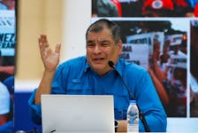 Ecuador's former President Rafael Correa attends a government event, in Caracas, Venezuela March 9, 2023.