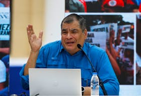 Ecuador's former President Rafael Correa attends a government event, in Caracas, Venezuela March 9, 2023.
