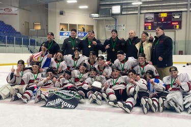 The Eastern Hitmen are Atlantic champions after defeating the Moncton Hawks in the final of the 2024 under-15 Atlantic Championships over the weekend. For the Hitmen, it was their fourth championship this season, including the provincial title. Contributed photo