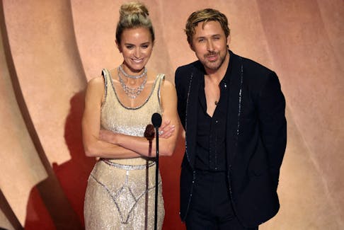 Ryan Gosling and Emily Blunt present during the Oscars show at the 96th Academy Awards in Hollywood, Los Angeles, California, U.S., March 10, 2024.