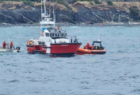 A Canadian Coast Guard rescue boat was dispatched from the station in Lark Harbour to the Port au Port area on Sunday, April 21, 2024, after a lobster fishing boat capsized. Two men from the south shore Bay of Islands community lost their lives in the tragic accident. – Photo Courtesy of Sam Anderson