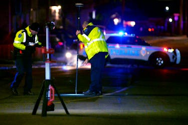 There was a heavy police presence in the west end of St. John’s Sunday night as the RNC investigated reports of shots fired and a possible collision between two vehicles at the intersection of Blackmarsh Road and Jensen Camp Road. Keith Gosse • The Telegram