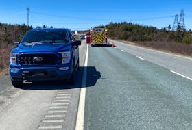 The RCMP and the St. John's Regional Fire Department are on the scene Tuesday, April 23, 2024 of a serious accident on the Trans Canada Highway east-bound, east of the Foxtrap Access Road.