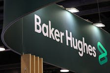 The logo of energy services firm Baker Hughes is displayed during the LNG 2023 energy trade show in Vancouver, British Columbia, Canada, July 12, 2023.