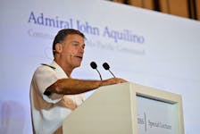 Admiral John C. Aquilino, Commander of the United States Indo-Pacific Command speaks at the IISS Special Lecture in Singapore March 16, 2023.