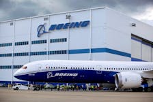 A Boeing 787-10 Dreamliner taxis past the Final Assembly Building at Boeing South Carolina in North Charleston, South Carolina, United States, March 31, 2017.