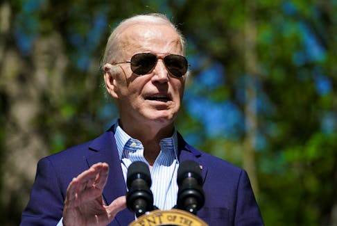 U.S. President Joe Biden delivers remarks to commemorate Earth Day during a visit to Prince William Forest Park in Triangle, Virginia, U.S., April 22, 2024. 