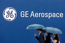 View of the GE Aerospace chalet at the 54th International Paris Air Show at Le Bourget Airport near Paris, France, June 22, 2023.