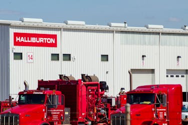  Oil production equipment is seen in a Halliburton yard in Williston, North Dakota, U.S., April 30, 2016. 