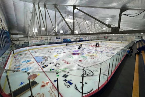 The ice surface at the Université Sainte-Anne arena is transformed into a colourful and loving memorial to friends and family who have passed away. The Paint the Ice Clare event is held annually. CONTRIBUTED
