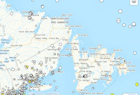 This map shows earthquakes that have been recorded in and around Newfoundland and Labrador since 2000. – via Earthquakes Canada