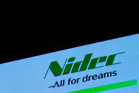 Nidec Corp's logo is pictured at an earnings results news conference in Tokyo, Japan, July 25, 2018.