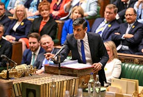 British Prime Minister Rishi Sunak speaks during Prime Minister's Questions at the House of Commons in London, Britain, March 20, 2024. UK Parliament/Maria Unger/Handout via