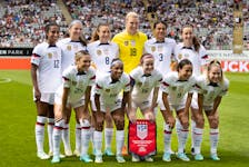 Jan 21, 2023; Auckland, NZL; United States women's soccer team pose for a team photo before the International Friendly between New Zealand and USA held at Eden Park. Mandatory Credit: Brett Phibbs-USA TODAY Sports
