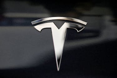 A Tesla logo is seen in Los Angeles, California U.S. January 12, 2018.
