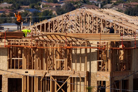 Single-family residential homes are shown under construction in Menifee, California, U.S., March 28, 2024.