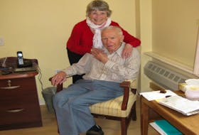 Dr. Douglas Henshaw and his wife Sylvia are shown in the nursing home where he resided in 2015. Dr. Henshaw, who suffered from advanced Parkinson’s Disease, was one of the first patients in Nova Scotia to be approved for Medical Assistance in Dying (MAID). He died on Sept. 6, 2016, at age 84.