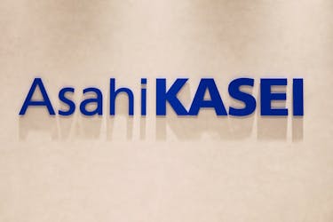 The logo of Asahi Kasei Corporation is displayed at an entrance of the company's Tokyo headquarters in Tokyo, Japan October 9, 2019. Picture taken October 9, 2019. 